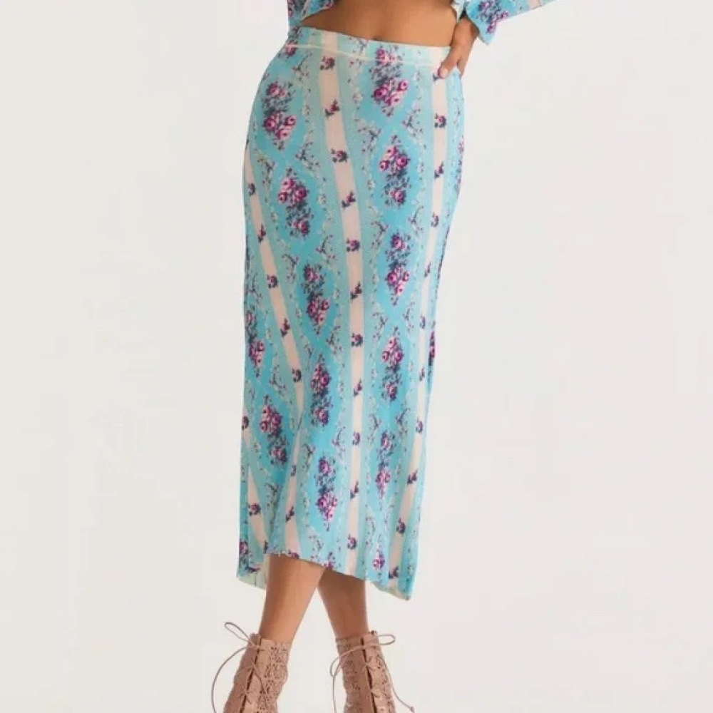 LoveShackFancy Odylene Knit Midi Skirt - Cool Winter Jam - X-Small - $295